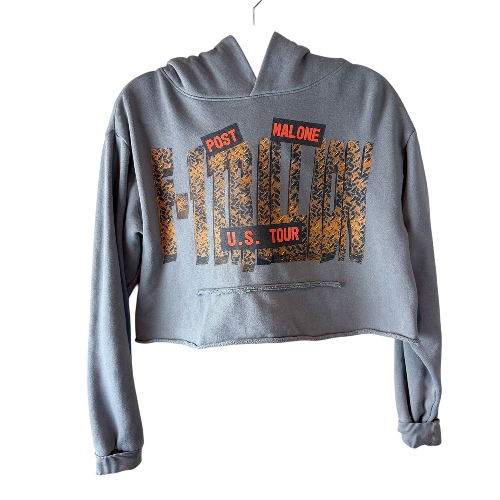 Post Malone F-1 Trillion 2024 US Tour Cropped Hoodie Gray Womens‎ Size S
